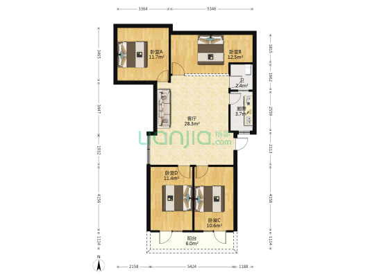 瑞康路 4室1厅1卫 102平方