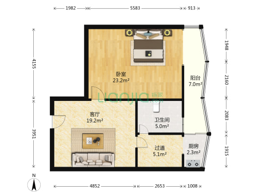 泰北社区 1室1厅1卫 75平方
