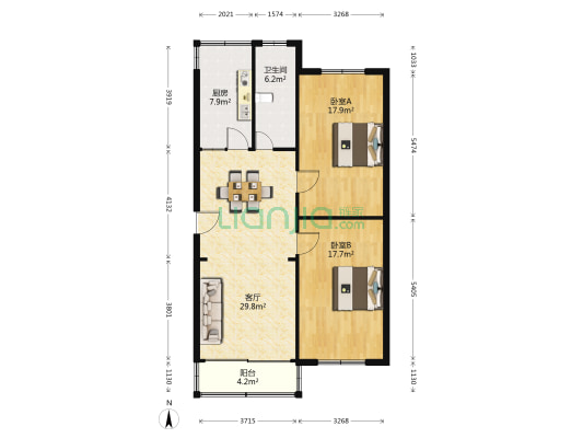 言桥小区 2室1厅1卫 100平方