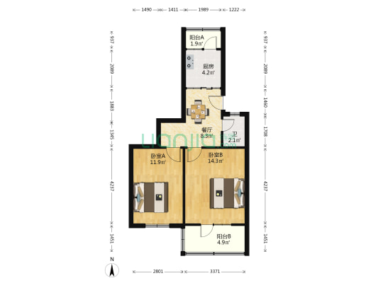 兰州自来水公司家属院 2室1厅1卫 59平方