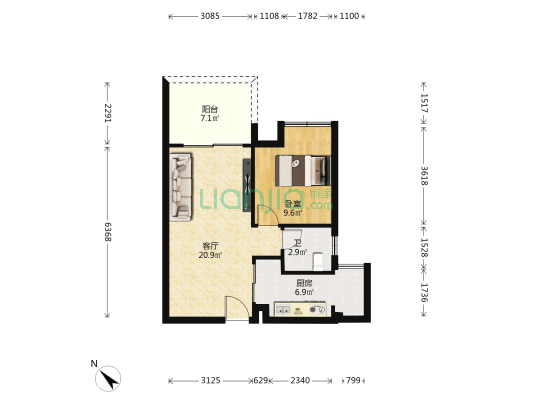 骑龙经典 1室1厅1卫 55平方