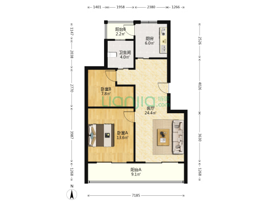 滨江易居 2室1厅1卫 78平方