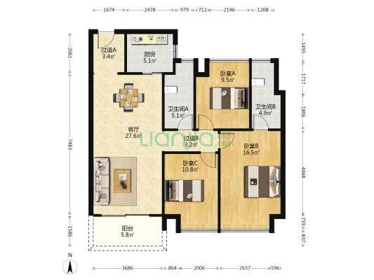 时代印记 3室1厅2卫 115平方