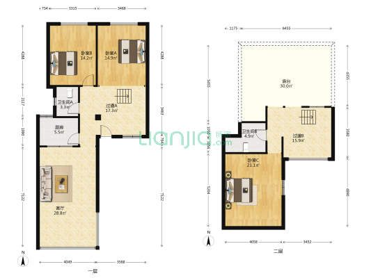 青城神韵二期 3室1厅2卫 85平方