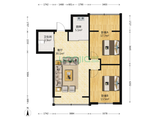 瑞家景峰 2室1厅1卫 91平方
