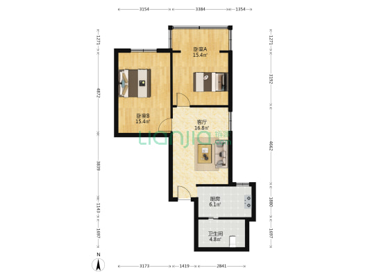 骡子堡小区 2室1厅1卫 72平方