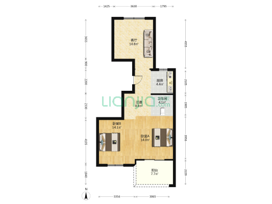 金盛玉苑 2室1厅1卫 94平方