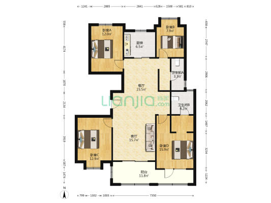 中南雅苑 4室2厅2卫 140平方