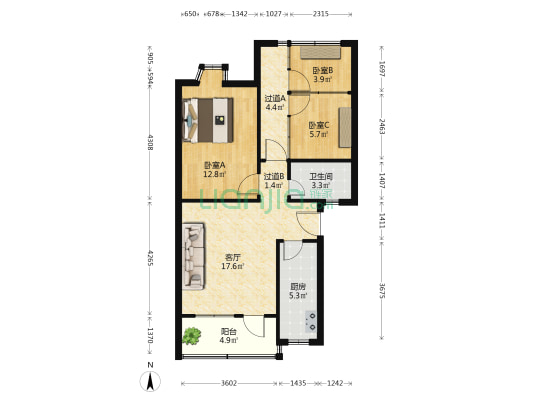 莱福楼 3室1厅1卫 71平方