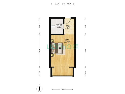 汇景大厦 1室0厅1卫 46平方
