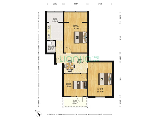 锣锅巷31号 3室1厅1卫 81平方