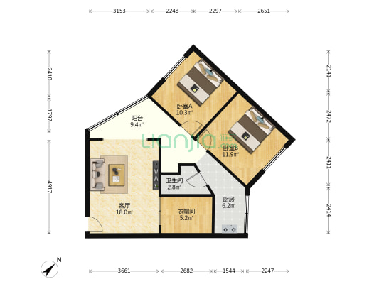 董家湾北街13号 2室1厅1卫 81平方