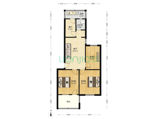 新新巷 3室2厅1卫 84平方