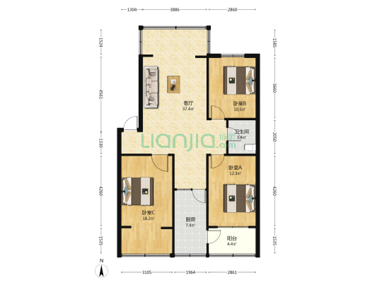 十陵上街20号 3室1厅1卫 99平方