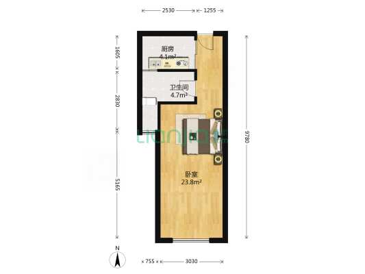 城置克拉公寓 1室0厅1卫 47平方