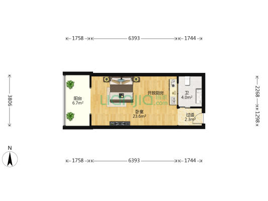 新湖明珠 1室0厅1卫 47平方