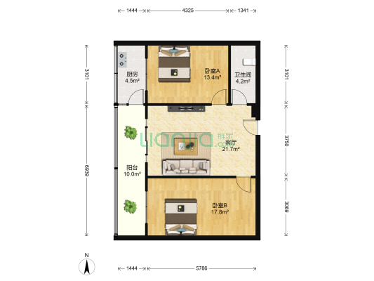 水委家属院 2室1厅1卫 89平方