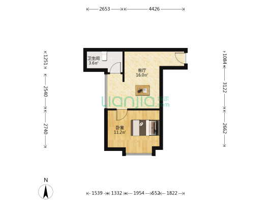 京扬广场 1室1厅1卫 50平方
