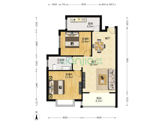 丽水花都 2室1厅1卫 94平方
