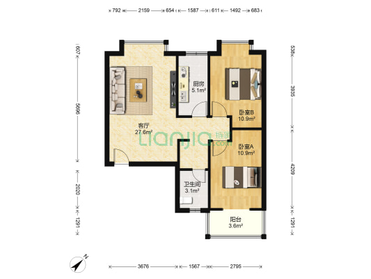 博雅馨地 2室1厅1卫 77平方