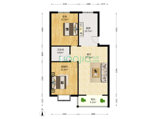 秀亭商业街 1室1厅1卫 96平方
