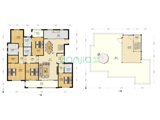 高科紫微堂 4室1厅4卫 216平方