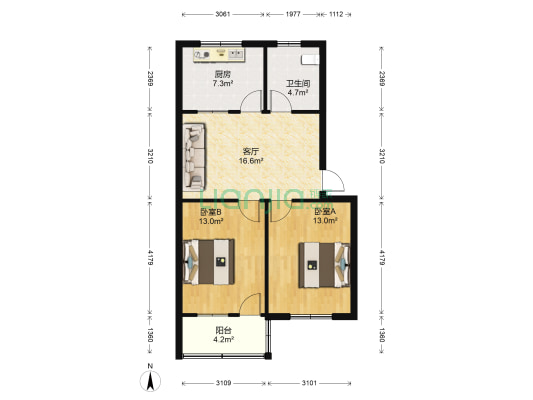 凤凰新村 2室1厅1卫 74平方
