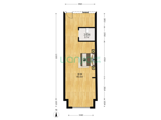 金地国际一期 1室0厅1卫 67平方