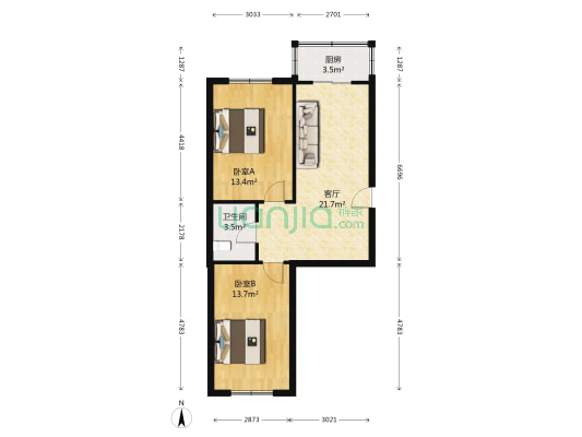 城建雅居南区 2室1厅1卫 75平方
