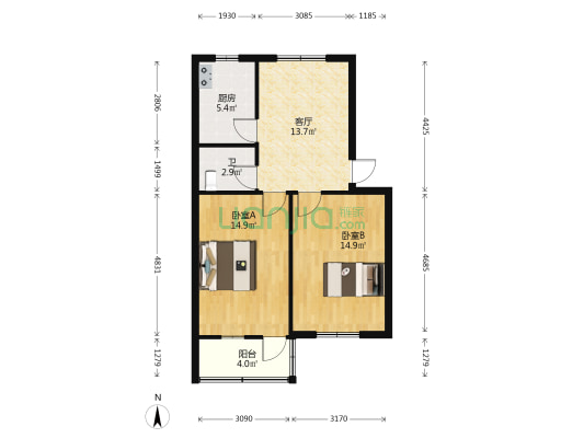樟树路253号 2室1厅1卫 67平方