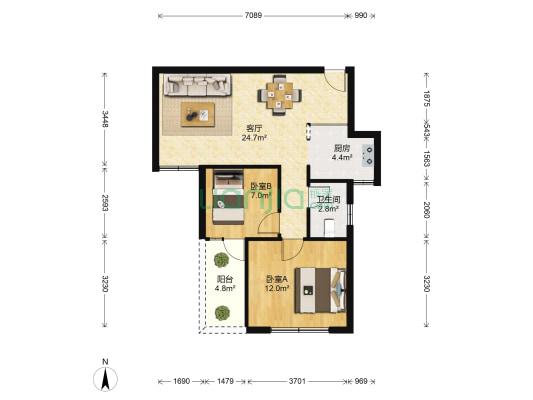 中房▪碧翠园A区 2室1厅1卫 68平方