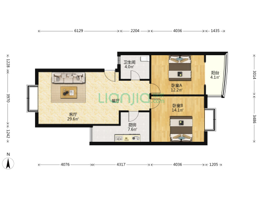 鑫诚花园七期 2室1厅1卫 85平方