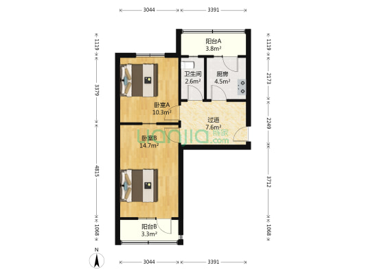 二环道钢厂家属院 2室0厅1卫 55平方