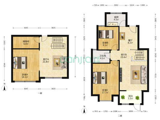 钰君苑 3室3厅1卫 90平方