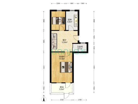 东苑小区 2室1厅1卫 62平方
