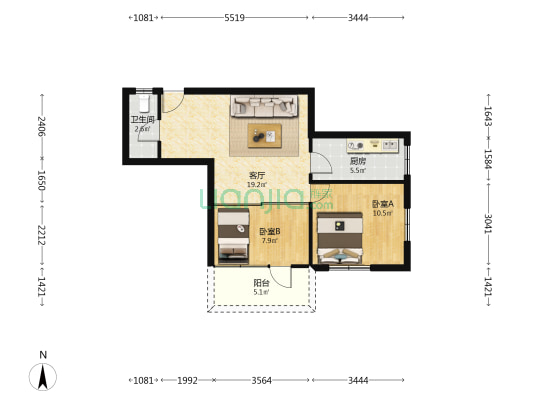 恒福路39号大院 2室1厅1卫 61平方