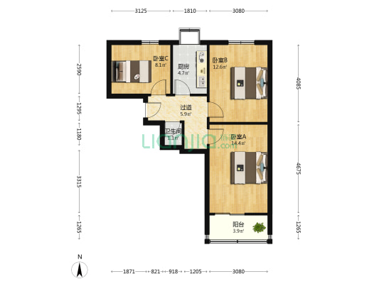 英雄山路144号 3室0厅1卫 61平方
