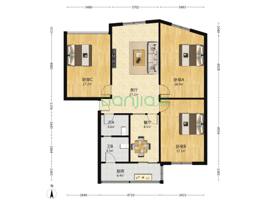 桑园巷65号 3室2厅2卫 123平方