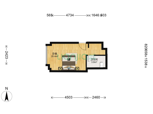 奥园国际中心 1室0厅1卫 41平方