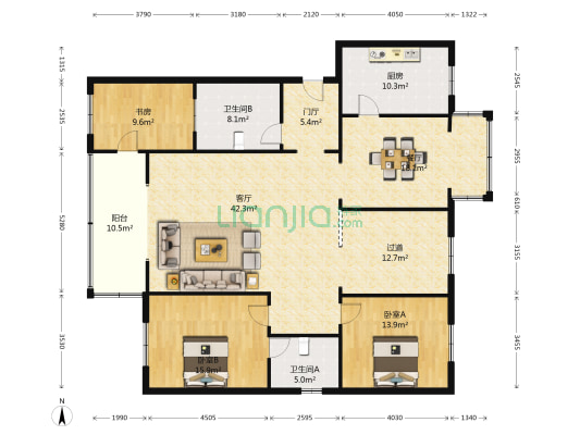 东顺巷109号 3室2厅2卫 163平方