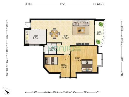 金域湾畔 2室1厅1卫 96平方