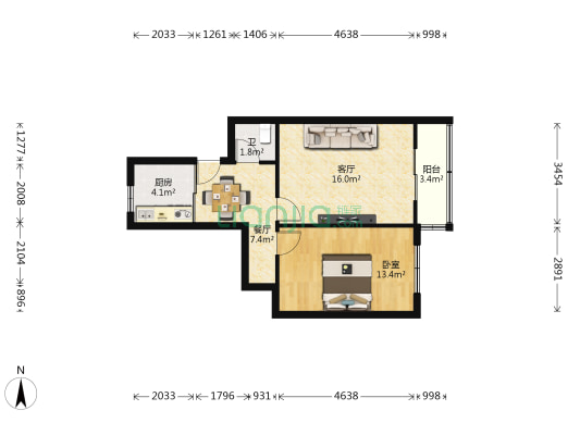 团省委家属院 1室2厅1卫 60平方