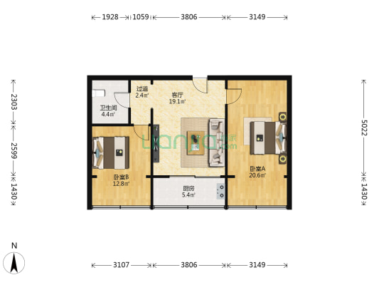 电力修造厂东小区（光华街） 2室1厅1卫 62平方