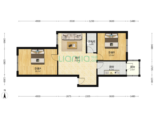 建业 2室1厅1卫 83平方