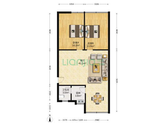 东洛花园 2室1厅1卫 101平方