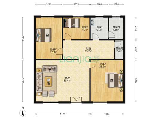 解放路四巷 3室1厅2卫 279平方