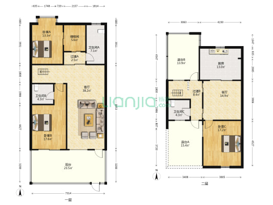 摩尔城一区 3室2厅3卫 157平方