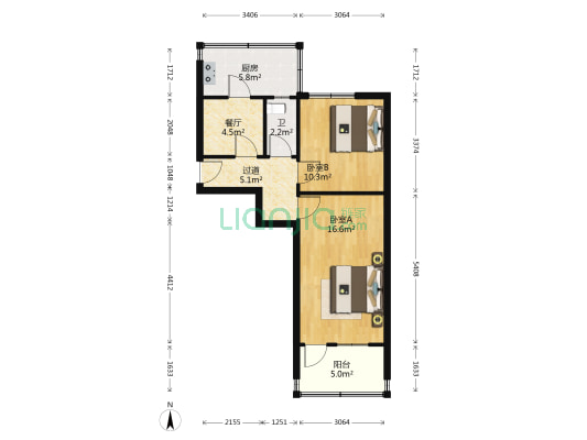 华龙路1052号 2室1厅1卫 56平方