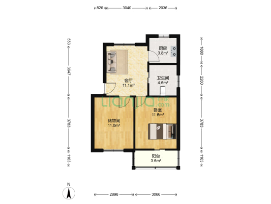 华侨新村 1室1厅1卫 60平方