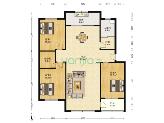 锦绣苑 3室1厅1卫 160平方